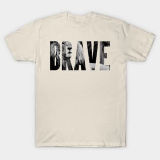 Brave Inspirational Lion Photo B&W T-Shirt